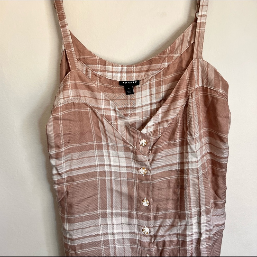 Torrid tank blouse gingham mauve top 2xl